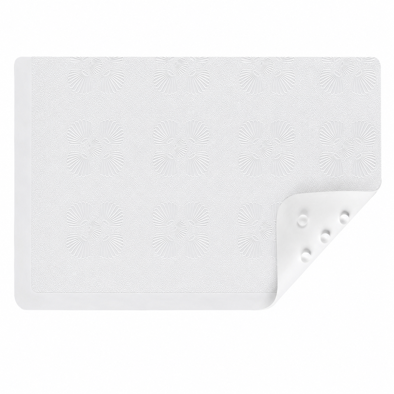 Bath Mat With Suction Grip White Shell