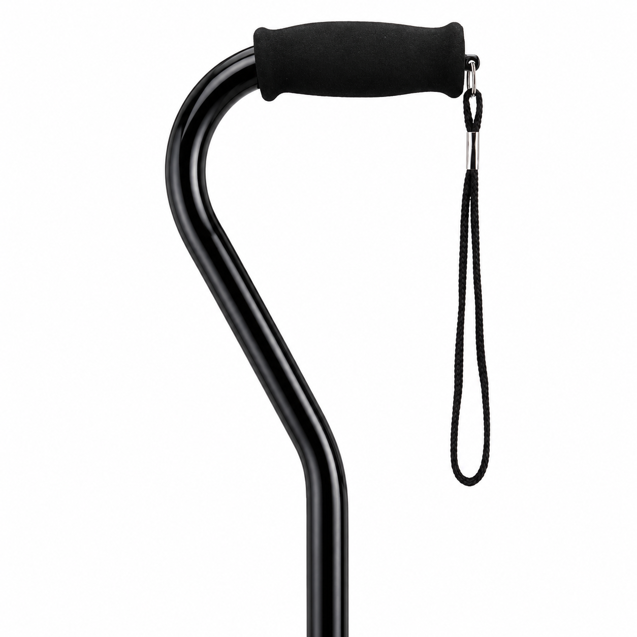 Offset Cane with Strap, Black